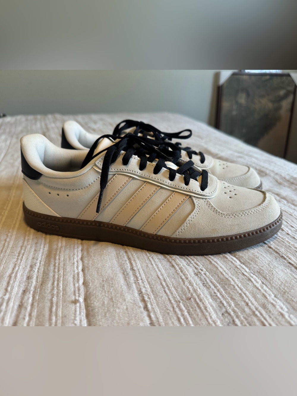 Adidas Breaknet Sleek Cream White Sneakers with Black Accents & Gum Sole